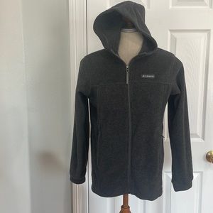 Columbia fleece jacket hood full zipper charcoal gray size L unisex